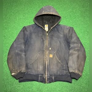 Vintage Carhartt J130 Duck Active Blue Faded Grunge Distressed Medium Jacket